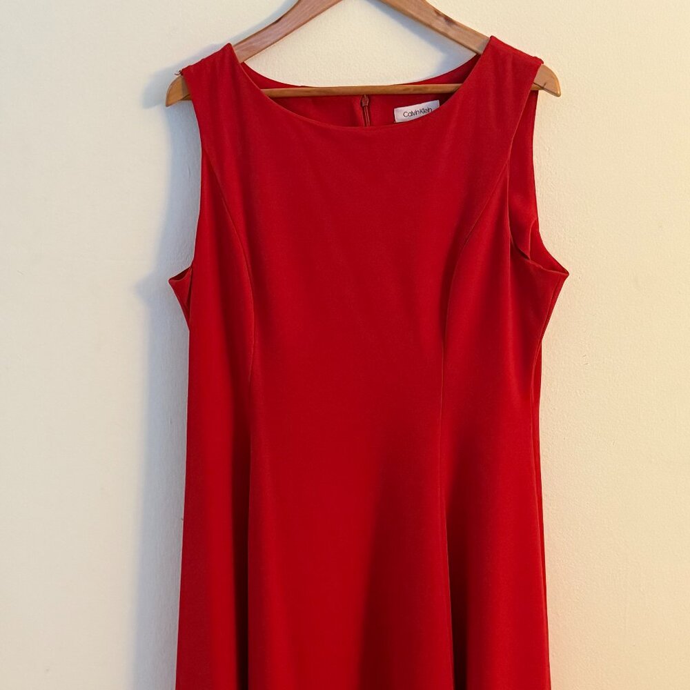 Calvin Klein Red Fit n' Flare Illusion Dress
